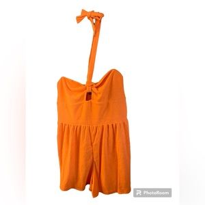 Wild Fable Romper Orange Sleeveless Halter Tie Towel Terry LG women’s